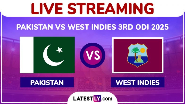 Pakistan vs West Indies Live Streaming Online, 3rd ODI 2025: How To Watch PAK vs WI Cricket Match Free Live Telecast on TV?