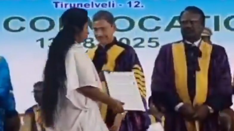 ‘RN Ravi Is Against Tamil Nadu’: PhD Scholar Jean Joseph Refuses Degree From Tamil Nadu Governor at 32nd Manonmaniam Sundaranar University Convocation, Video Goes Viral