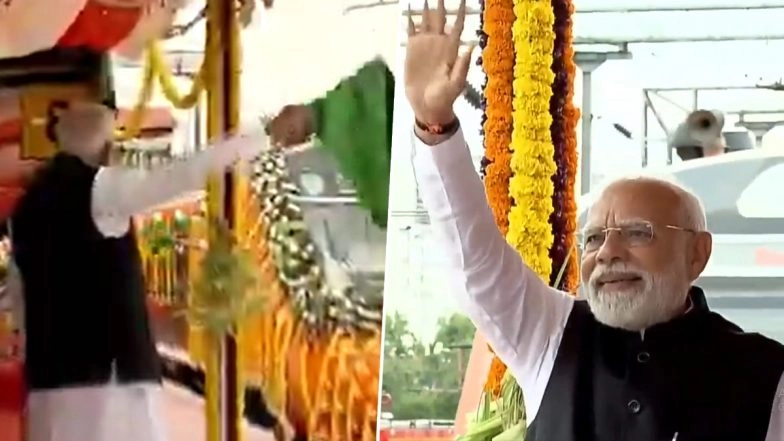 PM Narendra Modi Flags Off 3 Vande Bharat Trains at KSR Railway Station in Bengaluru (Watch Video)
