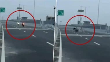 Ghaziabad Expressway Stunt Turns Deadly: 2 Bikers Killed, 1 Critically Injured in Head-On Crash; Chilling Video of Accident Surfaces