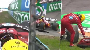 Lewis Hamilton Crashes Out of Dutch GP 2025 After Losing Control in Wet Conditions, Ferrari F1 Star’s Race Ends Early (Watch Video)