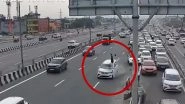 Ghaziabad Hit-and-Run: Traffic Cop Flung Several Feet After Speeding Car Hits Him on Delhi-Meerut Expressway, Disturbing CCTV Video Surfaces