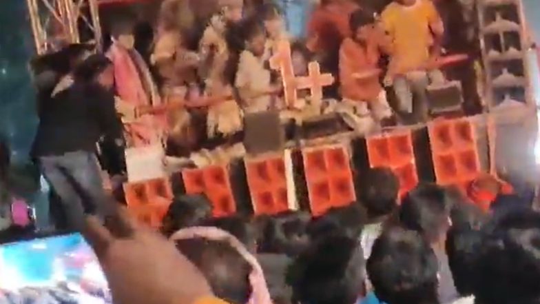 Kushinagar: Young Artist Playing Lord Shiva Dies of Electrocution During Dol Mela After Sitting on Electrified Pipe on Tractor-Trolley Stage in UP (Watch Video)