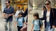 Kareena Kapoor and Saif Ali Khan Return to Mumbai With Taimur and Jeh After Birthday Getaway; Bebo Stuns in Chic Airport Look- WATCH