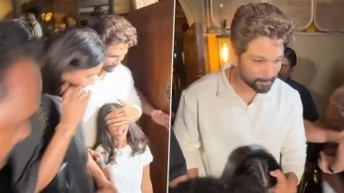 Allu Arjun Shields Daughter Arha From Harsh Camera Flashes During Family Outing in Mumbai Ahead of ‘AA22xA6’ Filming; Video of ‘Pushpa 2’ Star Goes Viral – WATCH