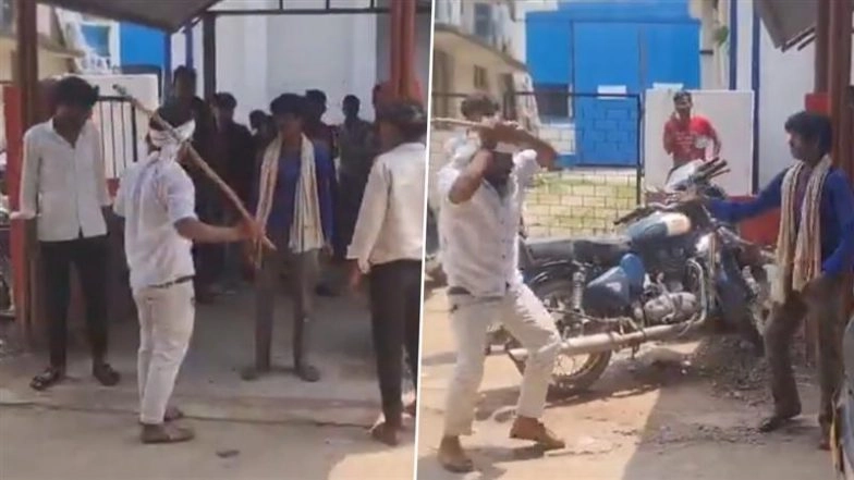 Satna Shocker: Man Brutally Beaten With Stick Over Suspicion of Theft in Madhya Pradesh, Found Only With Namak-Roti; Video Surfaces