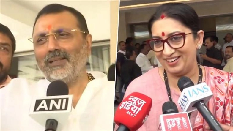 Constitution Club of India Election 2025: BJP vs BJP As Rajiv Pratap Rudy Takes On Sanjeev Balyan; Nishikant Dubey, Smriti Irani Welcome ‘Record’ Turnout (Watch Videos)