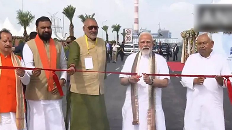 Aunta-Simaria Bridge Project Built on River Ganga Inaugurated by PM Narendra Modi in Bihar’s Begusarai (Watch Videos)