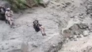 Himachal Pradesh: 413 Pilgrims Rescued From Kinnaur Kailash Trek by ITBP, NDRF After 2 Makeshift Bridges Washed Away Due to Torrential Rains and Cloudbursts in Tangling (Watch Videos)
