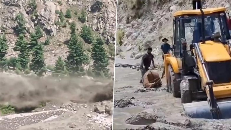 Himachal Pradesh Cloudburst: Local Connectivity Disrupted As 3 Bridges in Mayad Valley, Lahaul and Spiti Get Washed Away (Watch Video)