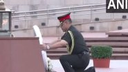 India News | Lt Gen Pushpendra Singh Lays Wreath at National War Memorial After Assuming Charge as Vice Chief of Army Staff
