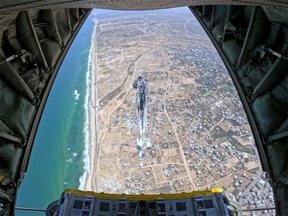 World News | UAE, Jordan Lead Airdrop Operation of Humanitarian Aid in Gaza Alongside France, Germany, Italy and Spain
