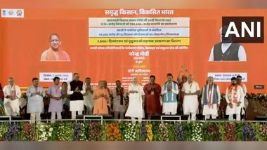 India News | UP: PM Modi Releases 20th Instalment of PM Kisan Samman Nidhi, Transferring Rs 20,500 Crores to 9.7 Cr Farmers