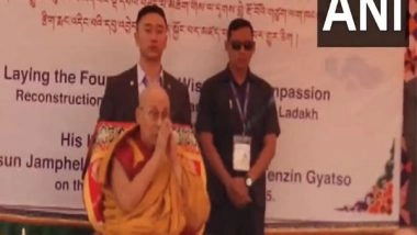 India News | Ladakh: Dalai Lama Lays Foundation Stone of Chokhang Vihara in Leh