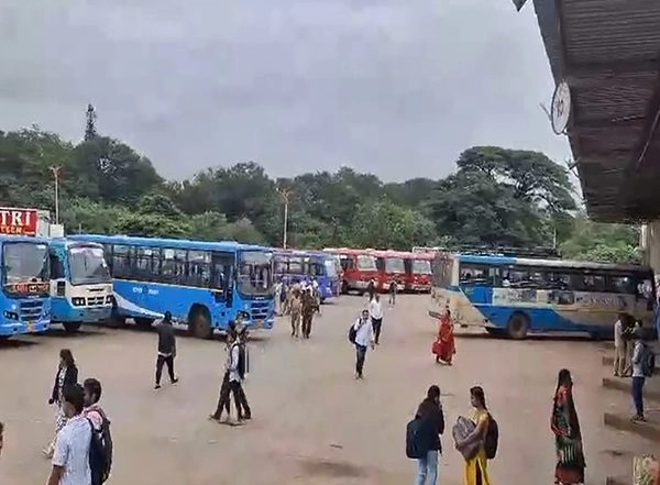 India News | Karnataka State-wide Bus Strike Hits Border District of Belagavi; Services Disrupted at Central Bus Stand