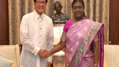 India News | Droupadi Murmu Welcomes Philippines President Marcos at Rashtrapati Bhavan, Hosts Banquet in His Honour