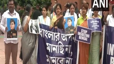 India News | TMC MPs Hold Protest at Parliament Premises over Alleged Insult of Bengal