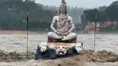 India News | Uttarakhand: Cloudburst Raises Ganga Water Level, Touches Shiva Idol at Parmarth Niketan Ashram