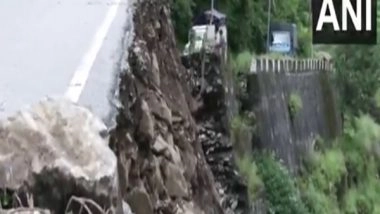 India News | Uttarakhand: Portion of a Road Collapses at Maniri in Uttarkashi