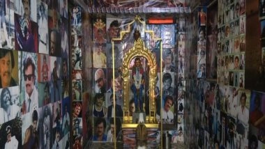 Entertainment News | Rajinikanth Completes 50 Years in Cinema, Fan Adorns Rajini Temple with Actor's Photos, Movie Posters in Madurai