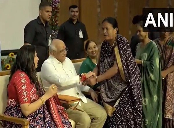 India News | Gujarat CM Bhupendra Patel Celebrates Raksha Bandhan in Gandhinagar