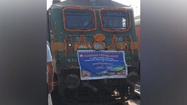 India News | First-ever Freight Train Carrying Cement from Punjab Arrives at Anantnag Goods Shed in Kashmir Valley