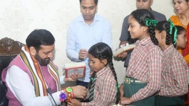 India News | School Girls Tie Rakhi to Haryana CM Nayab Saini on Raksha Bandhan