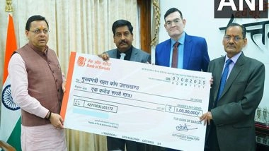 India News | Uttarakhand: Bank of Baroda Contributes Rs 1 Crore to CM's Relief Fund for Disaster Relief Work in Dharali and Harsil
