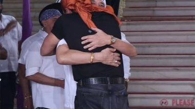 Entertainment News | Bobby Deol Hugs Salman Khan's Bodyguard Shera at His Father's Prayer Meet