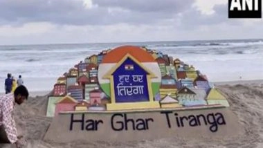 India News | Sudarsan Pattnaik Creates Sand Art Based on Theme of 'Har Ghar Tiranga'
