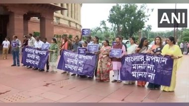 India News | Bengali Language Row: TMC MPs Protest at Parliament Premises