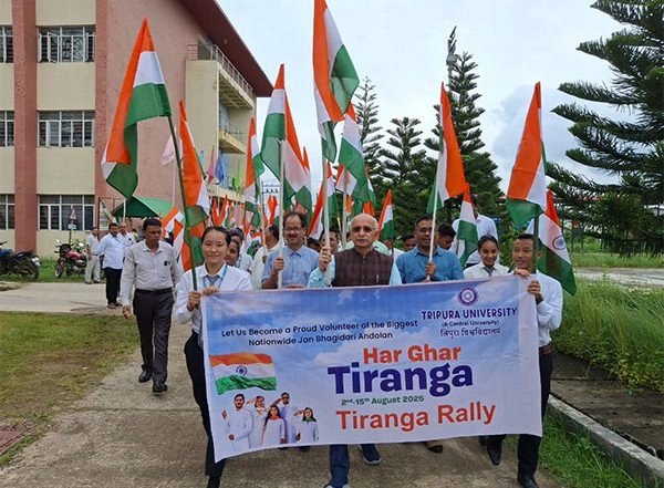 India News | Tiranga March Held at Tripura University Showcases Glory of National Flag