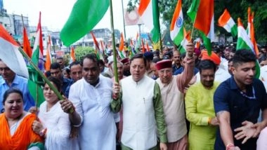 India News | Uttarakhand CM Dhami Leads Tiranga Yatra Ahead of Independence Day