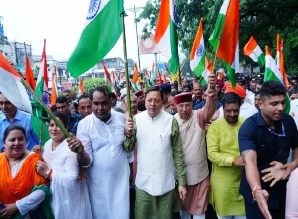 India News | Uttarakhand CM Dhami Leads Tiranga Yatra Ahead of Independence Day