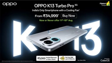 Business News | OPPO K13 Turbo Pro 5G: India's Only Smartphone with a Cooling Fan Goes Live on Sale from Tomorrow