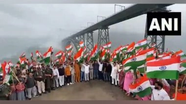India News | J-K: Local Residents in Reasi Hold Tiranga Rally Near Chenab Bridge