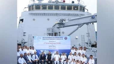 India News | Garden Reach Shipbuilders Deliver Third Indigenously Built Large Survey Vessel 'Ikshak' to Indian Navy