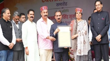 India News | Himachal CM Sukhu Launches Him Bhog Products, Honours Achievers During Independence Day in Mandi