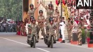 India News | BSF Jawans Perform Bike Stunts at Attari Border on 79th Independence Day