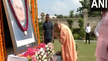 India News | Uttar Pradesh CM Yogi Pays Floral Tribute to Atal Bihari Vajpayee on His Death Anniversary in Lucknow