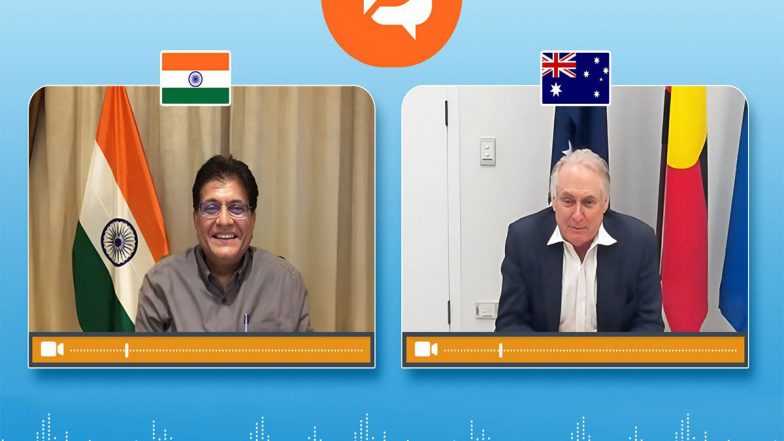 Business News | Piyush Goyal Discusses Finalising Second Tranche of India-Australia Comprehensive Economic Cooperation Agreement with Australian Minister