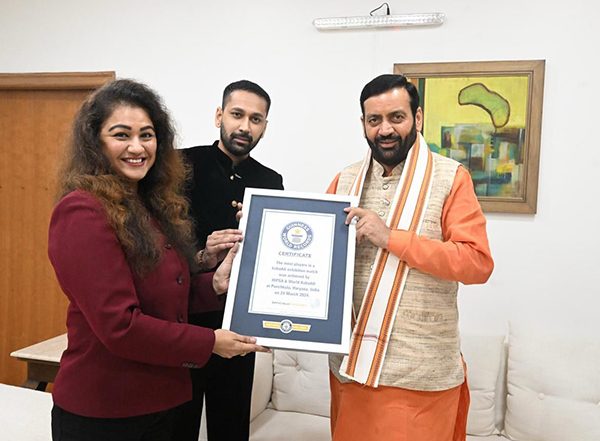 India News | HIPSA Presents Guinness World Record Certificate for Kabaddi to Haryana CM Saini