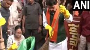 India News | MP Minister Kailash Vijayvargiya Along with Mayor Bhargav Sweep Streets as Sanitation Workers Observe Annual Holiday Today in Indore