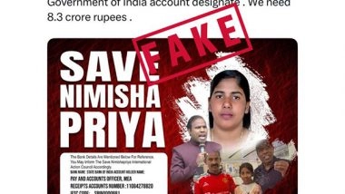 World News | MEA Dismisses Social Media Claims Asking for Donations in Nimisha Priya Case