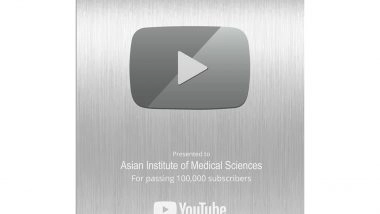 Business News | Asian Institute of Medical Sciences Becomes First Hospital in Faridabad and Haryana to Win YouTube Silver Button Award for Crossing 1,00,000 Subscribers