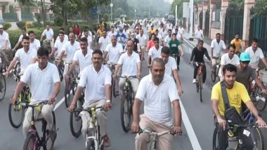 India News | Police Personnel Join 'Fit India Sundays on Cycle' Drive in Delhi, Ahmedabad