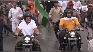 India News | Rahul Gandhi, Tejashwi Yadav Ride Motorcycles in Bihar's Purnea as 'Voter Adhikar Yatra' Enters Day-8