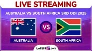 Australia vs South Africa Live Streaming Online, 3rd ODI 2025: How To Watch AUS vs SA Cricket Match Free Live Telecast on TV?