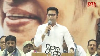 TMC Leader Abhishek Banerjee Directs Trinamool Workers to Chant ‘Jai Bangla’ Slogan Before BJP Leaders