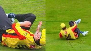 Adam Hose Suffers Horrific Leg Injury While Fielding During Southern Brave vs Trent Rockets The Hundred 2025 Match (Watch Video)